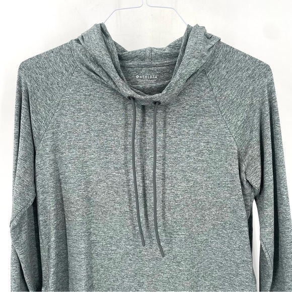 ATHLETA Uptempo Marled Green Stretch Pullover Long Sleeve Hoodie Sweatshirt Top - Picture 5 of 9